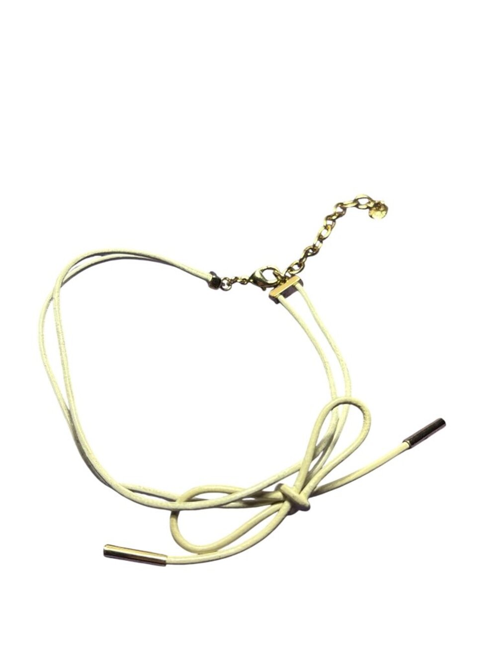 Baublebar Cream Cord Choker Necklace 2 Strand Bow Goldtone Lobster Clasp